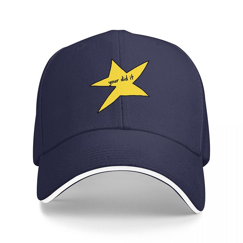 Your Did It Star Logo Black Baseball Cap with Yellow Embroidered Design for Everyday Wear and Fashion StateUnisext