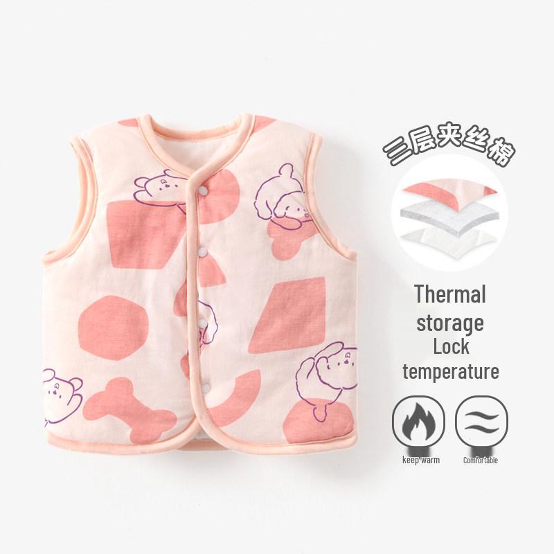 Jingqi Baby Gesteppte Baumwollweste für Säuglinge - Ärmellos, Warme Herbst-/Winterjacke für Neugeborene
