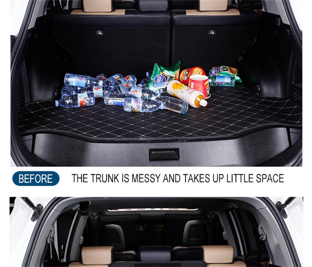 Car Trunk Organizer Box, Large Capacity, Auto Multiuse Tools, Storage Bag, Stowing, Tidying, Leather, Folding for Emergency