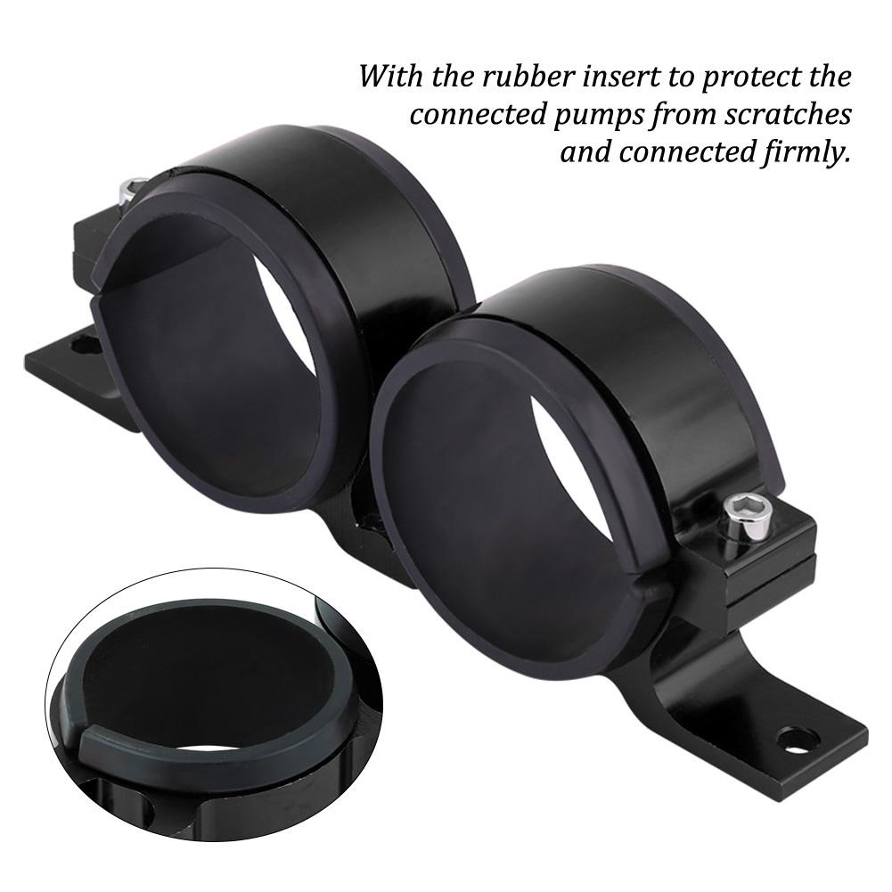 Aluminum Alloy 60mm Car Fuel Pump Mounting Bracket Dual Filter Clamp Cradle Black