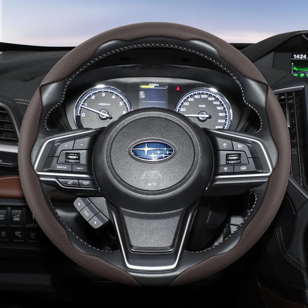 Suitable for SUBARU Breathable Hole Leather Steering Wheel Cover Segmented Outback Forester Impreza Ascent Crosstrek Legacy WRX