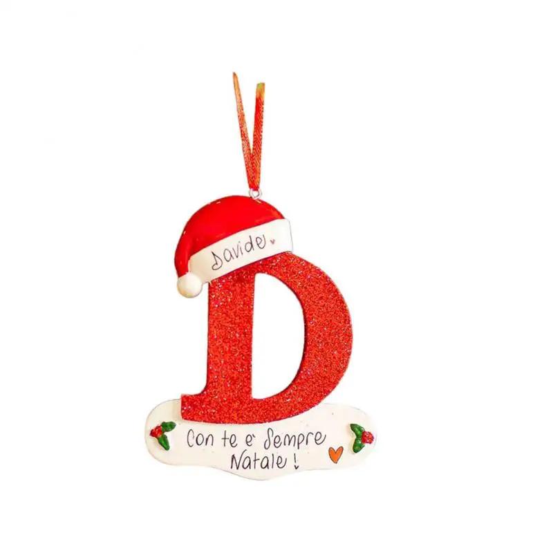 Christmas Tree Decoration Letter Pendant 26 Letters Home Holiday Wooden Pendant Xmas New Year Decor Ornament Customizable