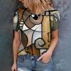 Tricou de damă la modă imprimat 3D, de vară, respirabil, casual, versatil