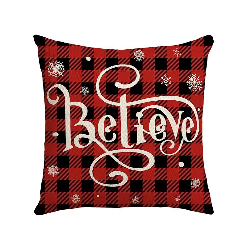 Autumn and Winter Red and Black Checkered Letter Pillow Cover Digitally Printed Pillow Pillow Cover Home Cushion Cover