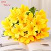 2PCS Simulated 5-forked, 10-headed colorful lilies, wedding and home decorations, artificial daffodils and orchids.