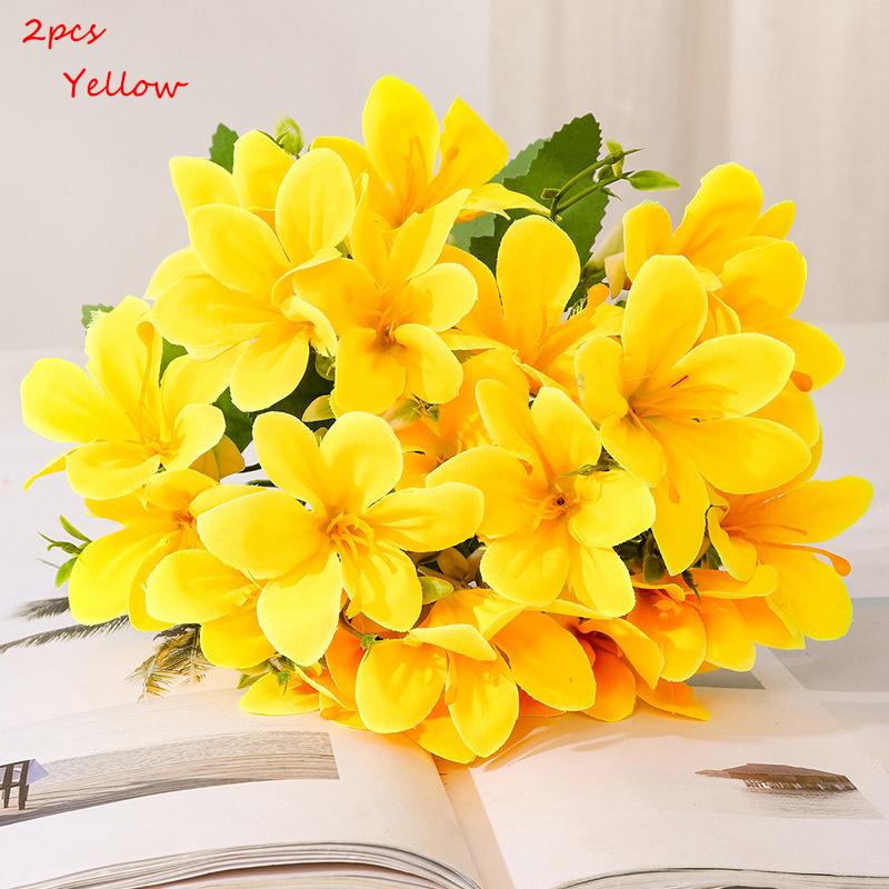 2PCS Simulated 5-forked, 10-headed colorful lilies, wedding and home decorations, artificial daffodils and orchids.