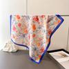 2026 New Floral Print Designer 70Cm Square Silk Women's Scarf Spring Summer Satin Scarves Shawl Headband Bandana Hijab Wrap