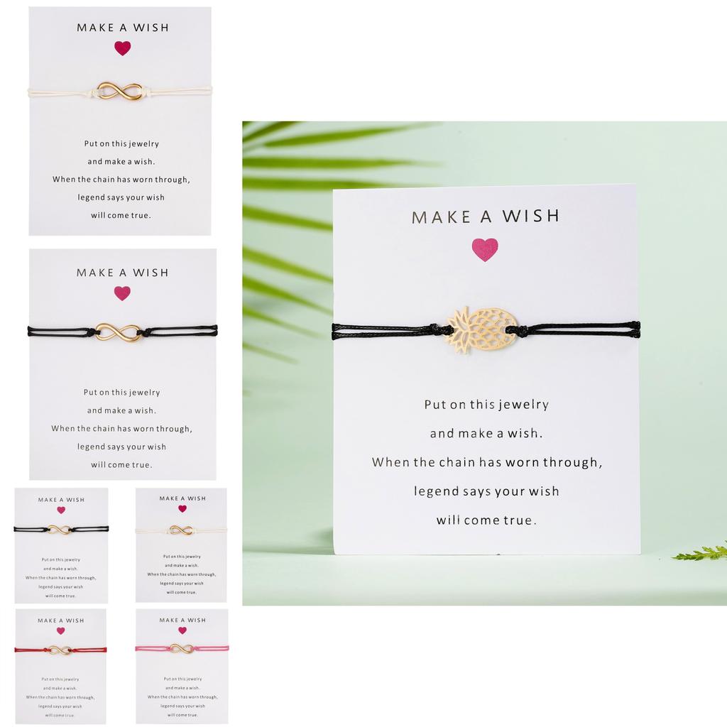 Love Heart Paper Card Braided Hand Jewelry For Travel Souvenir