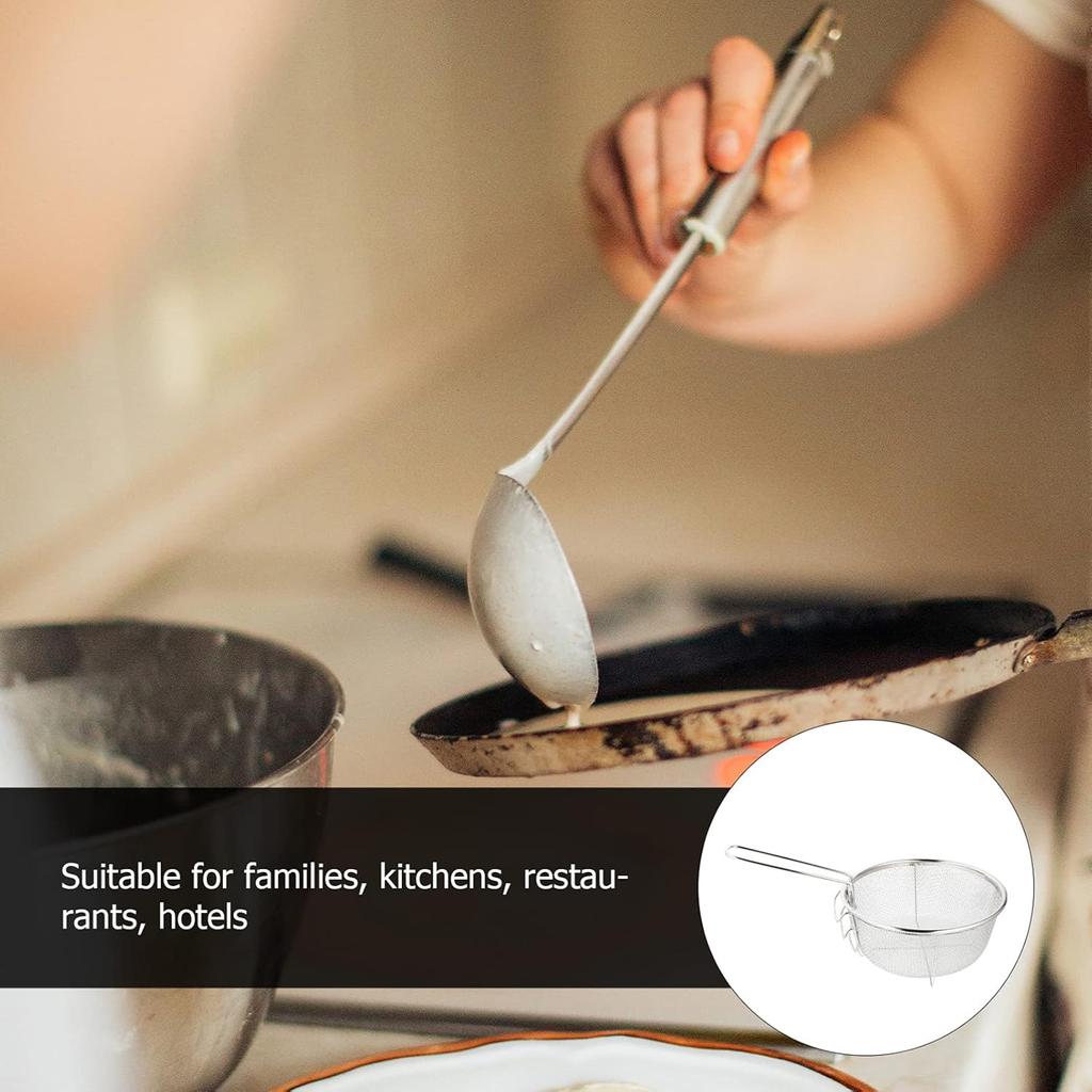 DOITOOL Stainless Steel Deep Fry Basket Round Wire Mesh Fry Basket with Folding Handle for Kitchen Frying