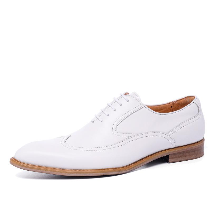New Leather Shoes Men's Genuine Leather Business Dress Men's Cowhide British Lace-up Trendy Wedding Shoes