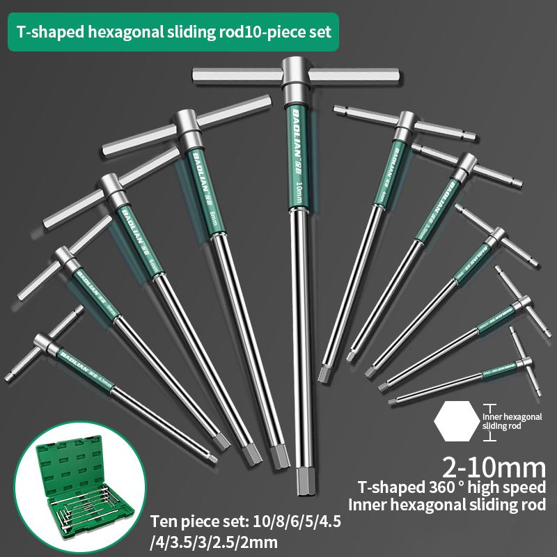T/L 2.5/3/4/5/6/8/10mm Torx Screwdriver T Type Allen Hex Wrench Chrome Spanner T-shaped Hand Tool Extended T-Socket Wrench