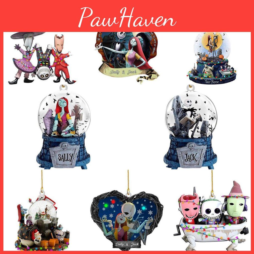 Nightmare Before Christmas Jack Sally Xmas Tree Acrylic Pendant Decoration