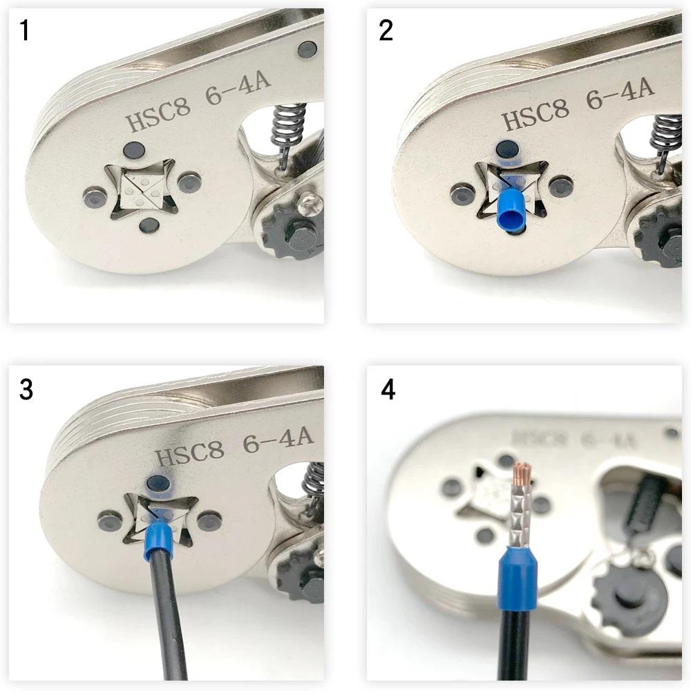 Clești de sertizare HSC8 6-4A 0,25mm²-10mm²/6-6A/16-6 0.08mm²-16mm² Unelte de mână cu borne tubulare Ferrule Unelte de mână pentru sertizare pentru fire electrice