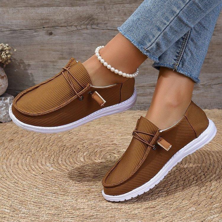 Casual large size shallow mouth breathable women's shoes autumn new women's comfortable flat-soled single shoes women