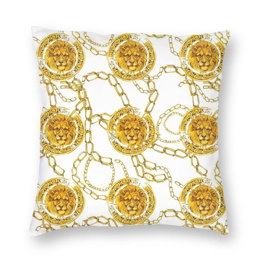 Golden Lion Damask Ornament Pillowcase Printing Cushion Cover Decorations Baroque Throw Pillow Case Cover Home Zippered 45*45cm