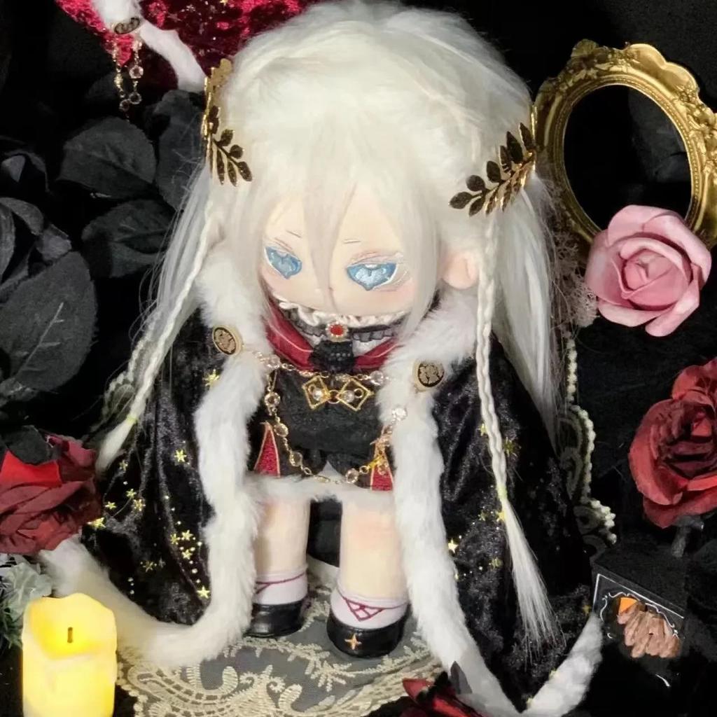 Shiny Retro 20cm Cotton Doll Clothes Suit DIY Dress-Up Cloak Moble Corona Sets Gemstone Red Flame Set Toys for Children Gifts