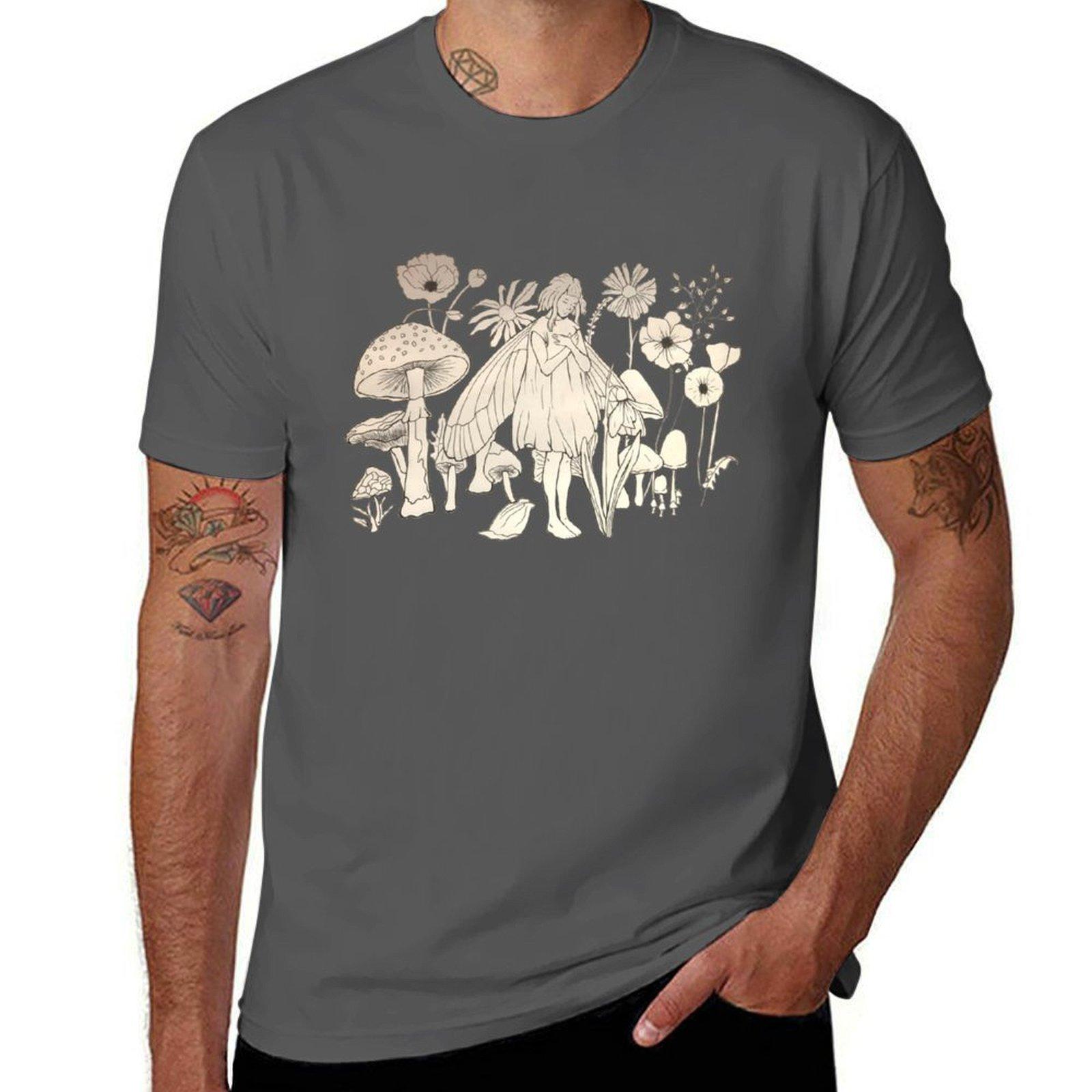 

Aurora Aksnes fairy illustration print T-Shirt man t shirts graphic black cotton t-shirt plain for man package T-Shirt 4XL