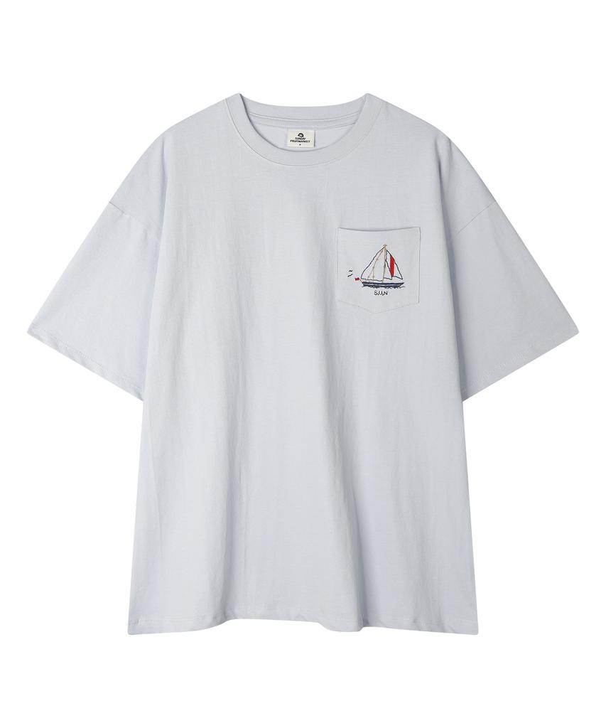 SUNDAY FRUIT MARKET Boat Pocket Tee Skyblue
