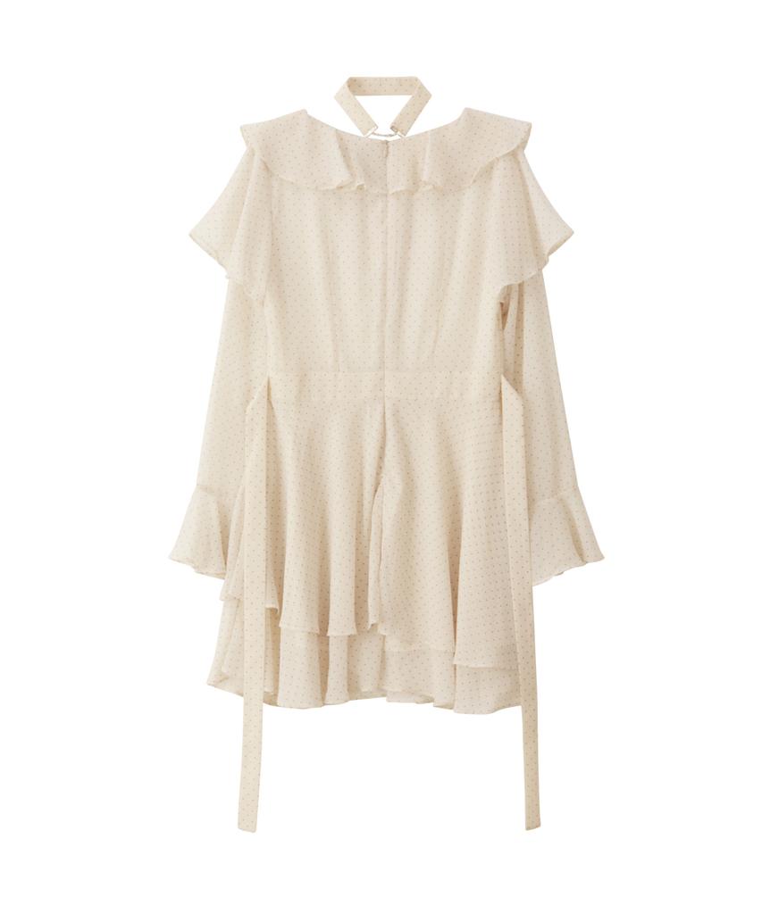 Salon De Yon Choker Chiffon Mini Dress_ Ivory