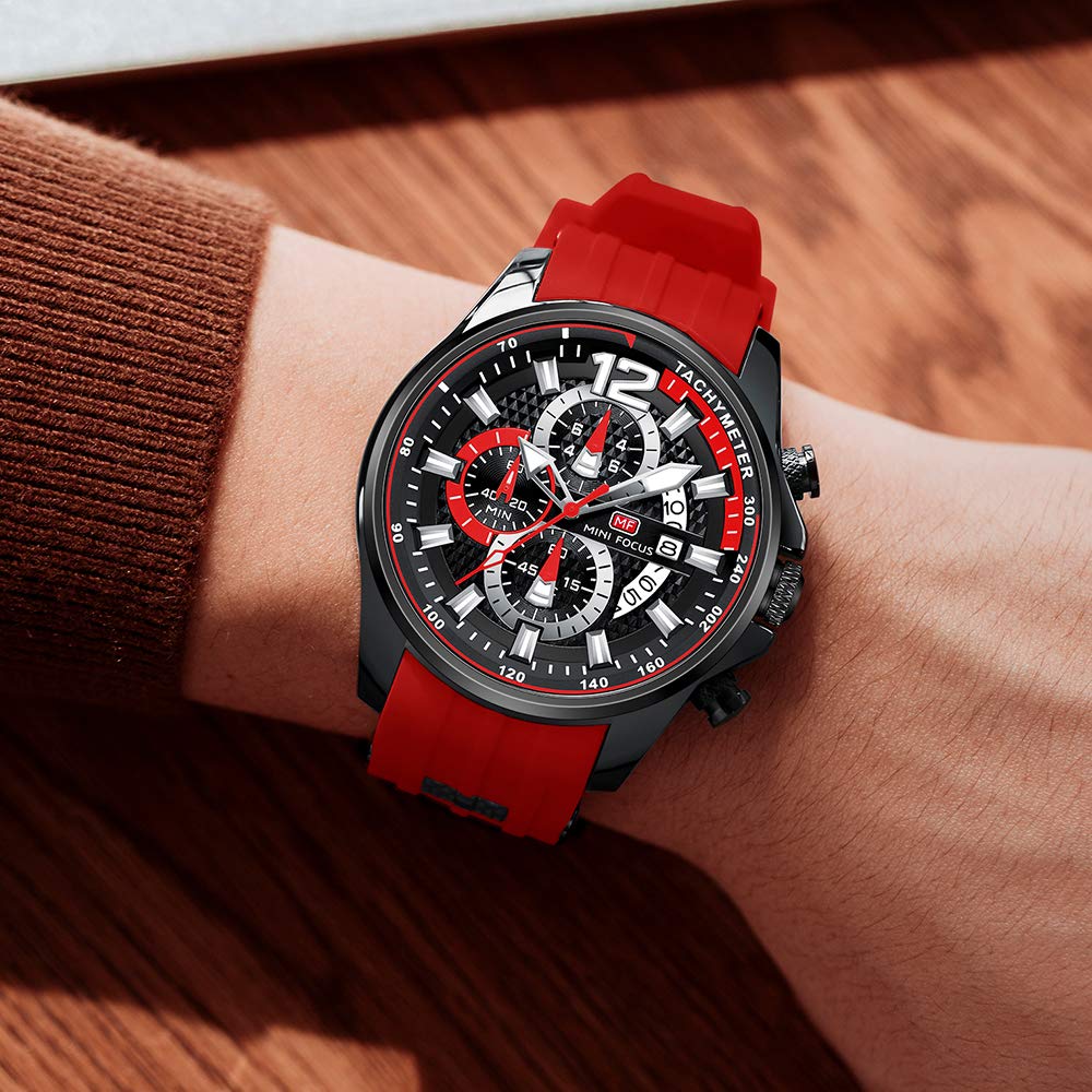 Quartz Watch with Date Silicone 3ATM Water Perfect for or Popular Analog Gift 0350 Men's Display, Strap, Resistance, Durable, Stylish, Simple, Casual,