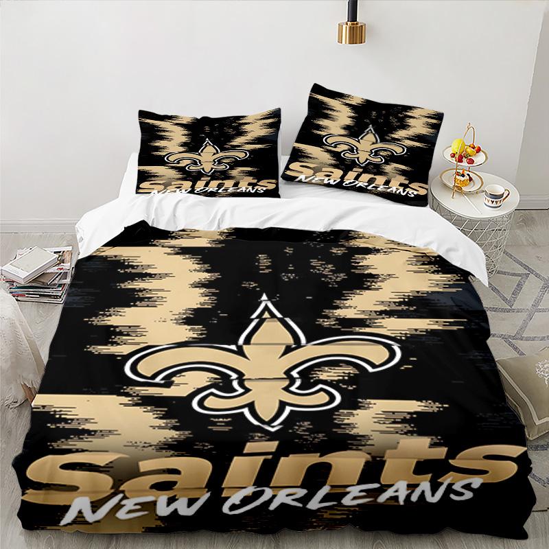 Orleans Saints Logo Bedding Set 3pcs, High Quality Bedding Set Including 1pc Duvet Cover And 2pcs Pillowcases for Bedroom, Dormitory Gift