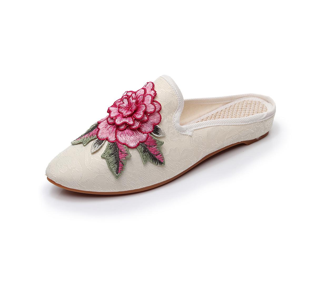 

Женские полутапочки и сандалии Baotou с 3D-вышивкой 2018 года на лето 38 белый