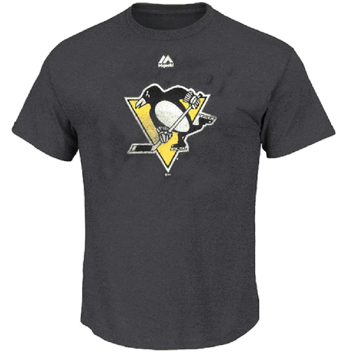 Pittsburgh Penguins Mens Vintage Play Grey Pigment Dyed T shirt (L) XL