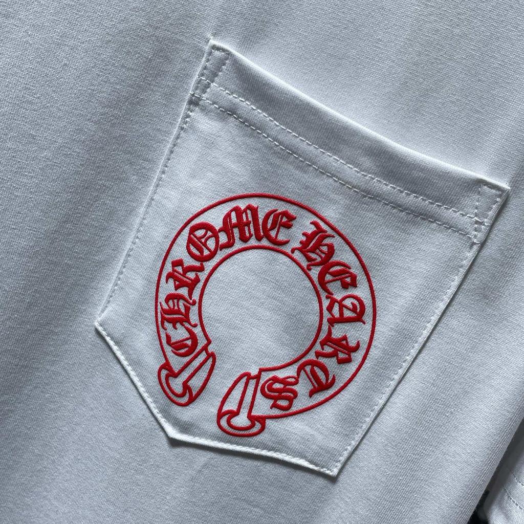 8015 CHROME HEARTS 2026 Sommar Ny Högkvalitativ Bomull Rund Hals Lös Stor Storlek Herr- och Dam-T-shirt Par-T-shirt