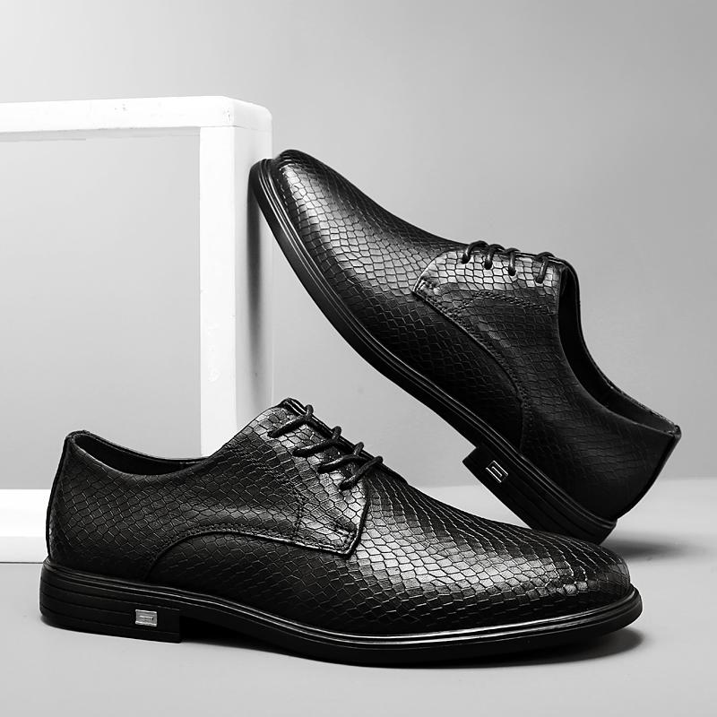New Genuine Leather Men Dress Shoes Lace Up Italian Mens Casual Shoes Luxury Brand Oxfords Shoes High Quality Man Business Shoes