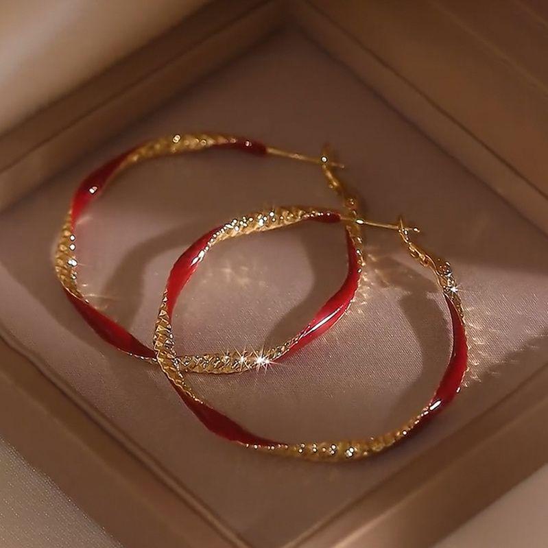 Chinese New Year Red Rose Petal Earrings - Festive, Fashionable & Elegant