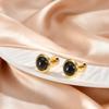 Trendy Natural Stone Earrings For Women, Stainless Steel Small Round Stud Earrings, Geometric Wedding Daily Jewelry Gifts