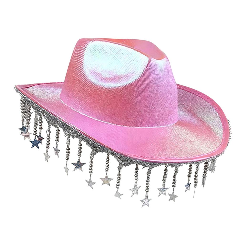 Cowboy Hat Shiny Trendy Headgear Costume Accessories Cowgirl Hat for Music Festival Engagement Outdoor Holiday Stage Performance