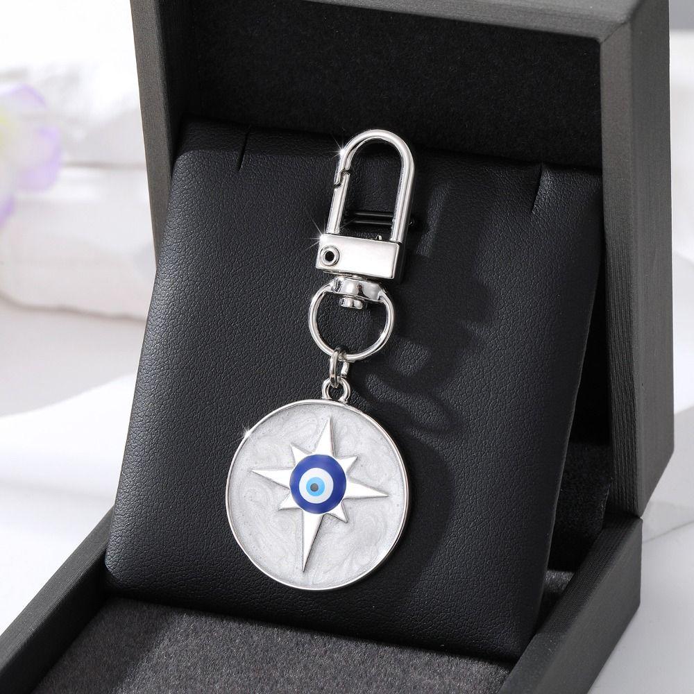 Zinc Zinc Alloy Star Demon Eye Keychain Resin Turkish Blue Eye Pendant Creativity   Father's Day Gifts