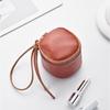 Retro Handheld Coin Purse with Wenge Beads, Flocked Leather Mini Key Holder, and Large Capacity Earphone Pocket Envelope.
