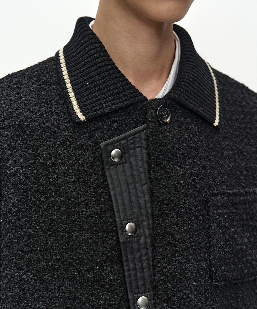 Adsb Andersson Bell Knit Collar Tweed Cardigan (Black)