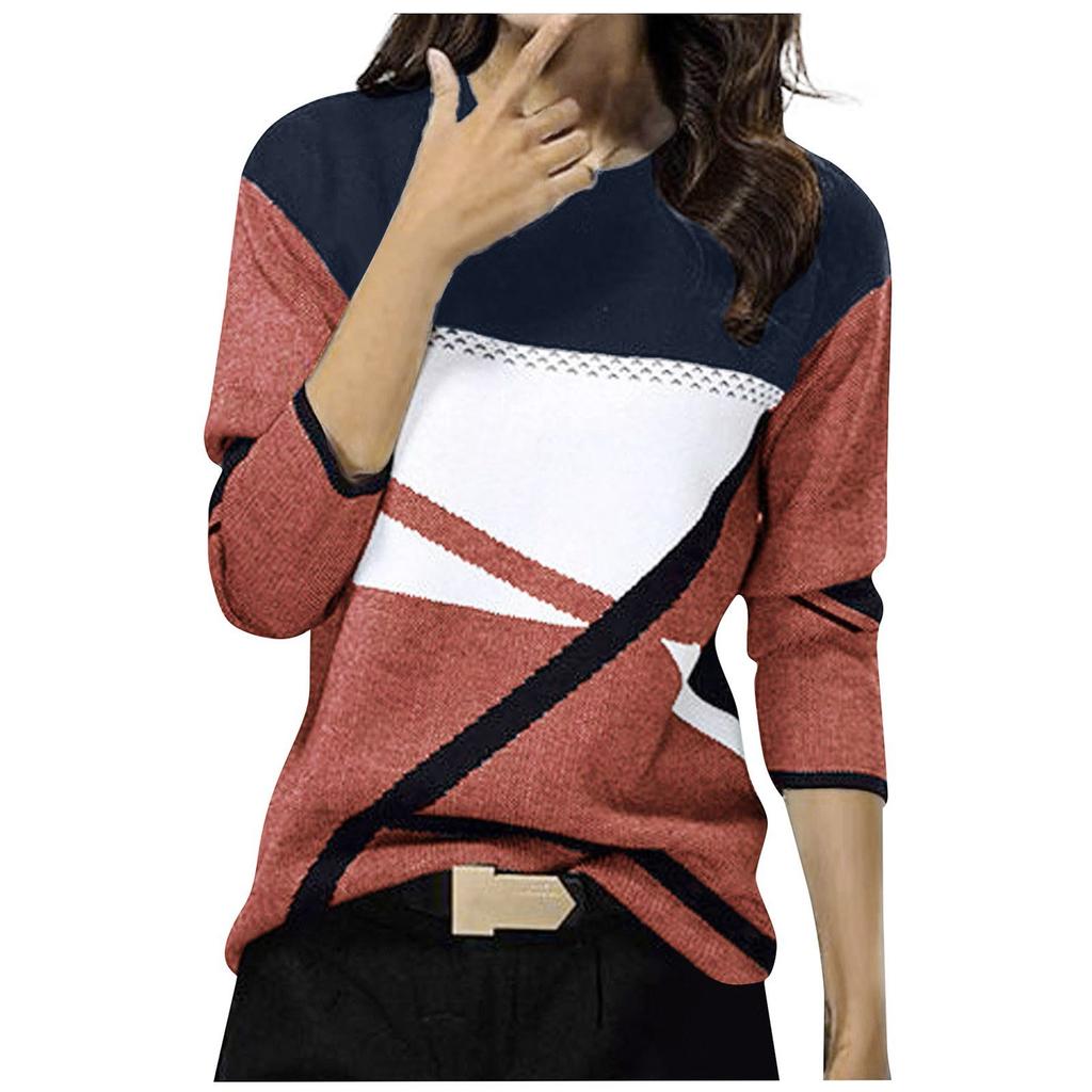 Womens Tops Dressy Casual Round-Neck Long Sleeve Shirts Print Casual Tunic Blouses Tops