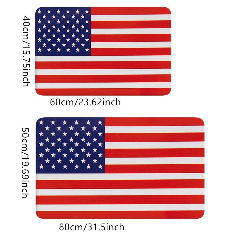 American Flag Striped Bath Mat, Non-Slip Flannel Memory Foam Rug, Patriotic Design for Bathroom Shower Entrance,Machine Washable