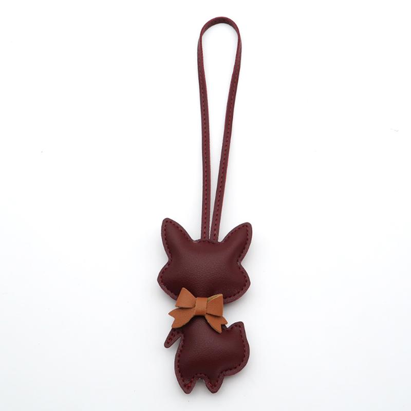 Fox Keychain PU Leather Animals Keyring Hanging Ornament Backpack Handbag Charm Gift For Men Women Bag Charms