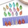 Set of 20 Colorful Transparent Glass Leaf Charms with Gold Edging for DIY Bracelets, Necklaces, and Accessories
