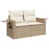 VidaXL Canapé de jardin avec coussins 2 places beige résine tressée 366079