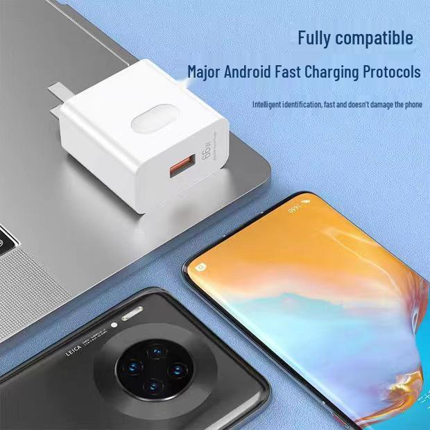 Apple & Huawei 66W Fast Charger Set with 6A Cable, 3C Certified
