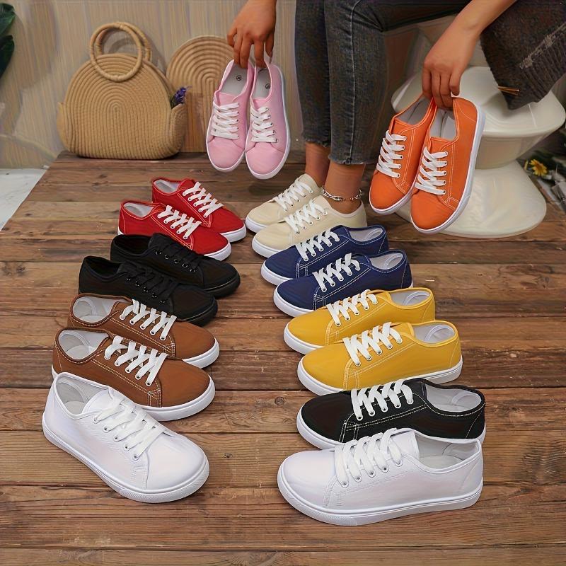 Women's Vibrant Red Faux Cover Sneakers - Slip-Resistant Arch Support Soft  Low-Top Design with White Laces - All-Season Casual Sneakers for Sports