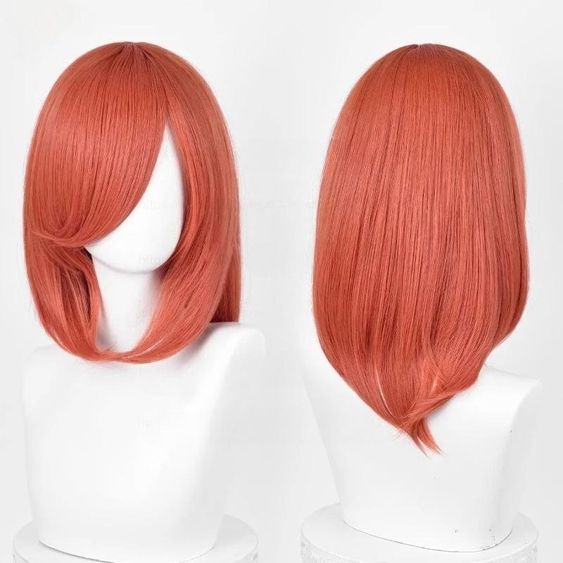 Anime 40cm Middelgroot Basis Pony Blond Zwart Wit Rood Roze Groen Bruin Goud Blauw Cosplay Pruik Hittebestendig Synthetisch Haar Pruiken brown