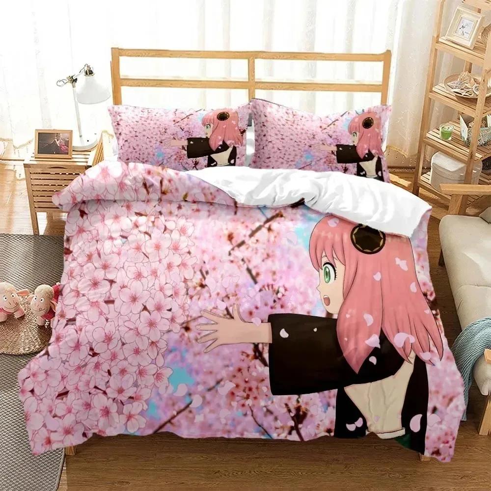 Anime Spy × Family Anya Bedding Set Boys Girls Twin Queen Size Duvet Cover Pillowcase Bed Kids Adult Fashion Home Textileextile