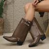 Women's Mid Short Boots Designer Chelsea Boots Fashion Black Cool Side Zipper Flat Shoes Belt Buckle Winter Comfort Womens Boots