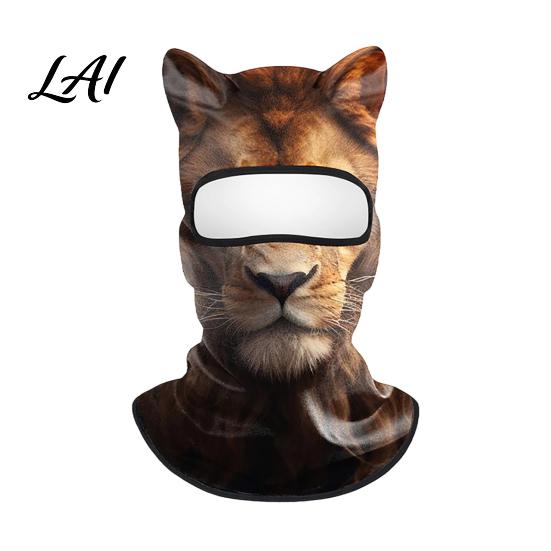 Cappuccio con Fantasia di Animali Realistica Maschera Integrale 3D con Orecchie Antivento Maschera Facciale da Ciclismo per Autunno Sci Inverno Copertura Protezione Solare Costume di Halloween