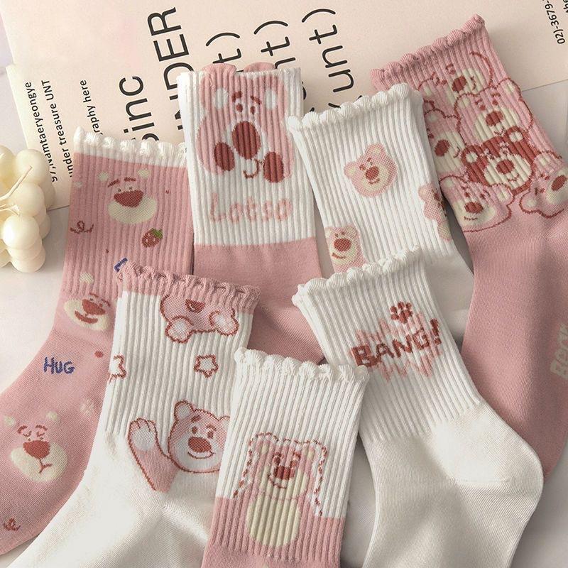 White socks women's autumn and winter tube socks cute trendy mink velvet thickened warm furry stockings
