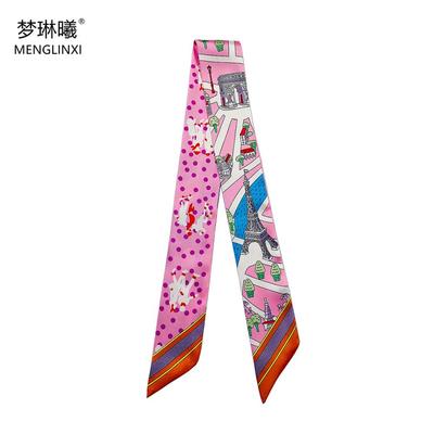 Eiffelturm Schmaler Schal Damen Luxusmarke Design Taschentücher Schals Haarschmuck Hals Seidenschal Für Damen Foulard Stirnband