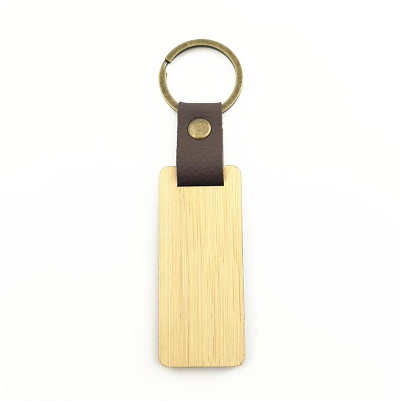 Blank Wooden Keychain Engraved Pattern Key Rings Painting Craft Key Chain Keyring Decoration