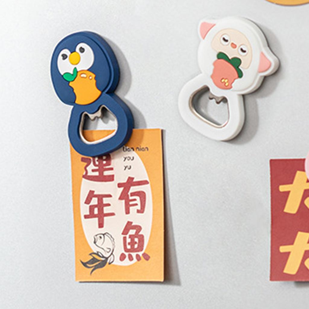 Magnetic Bottle Opener Cartoon Animal Style Strong PVC Metal Multifunction Beer Opener for Home Party Office Goose